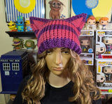 Cheshire Cat Inspired Hat, 'The Cheshie' Cat Hat in Pink and Purple Stripes