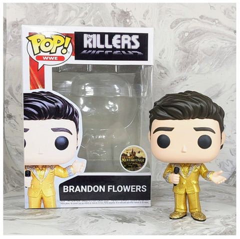 Custom Funko Pop with Full Re-Used Box of Brandon Flowers in Gold Suit
