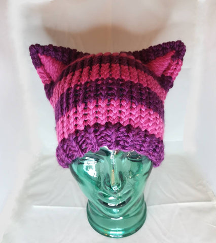 Cheshire Cat Inspired Hat, 'The Cheshie' Cat Hat in Pink and Purple Stripes