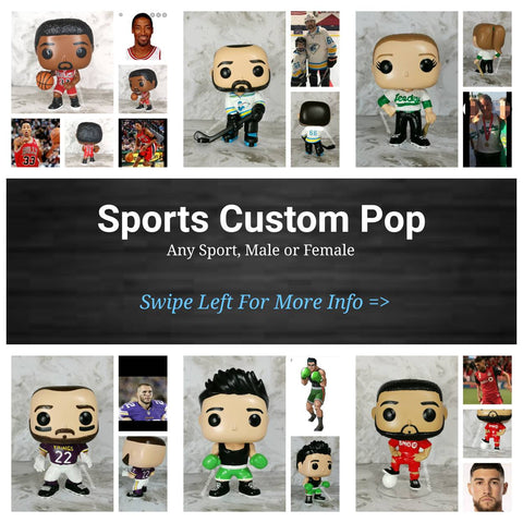 Custom Funko Pop Sports Figure; Football, Hockey, Soccer, Baseball, Basketball; Full Reused/Redecorated Box. *Please Read Photo Slideshow* Now Taking Pre-Orders for May 20th