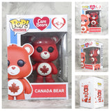 Canada Care Bear Custom Funko Pop, Handmade with recycled Fully decorated box; Thumbs Up Pose