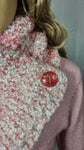 Handmade Dragonfly Button Cowl Scarf in Strawberry Sundae