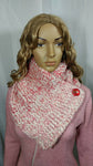 Handmade Dragonfly Button Cowl Scarf in Strawberry Sundae