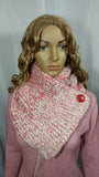 Handmade Dragonfly Button Cowl Scarf in Strawberry Sundae