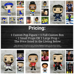 Custom Funko Pop Sports Figure; Football, Hockey, Soccer, Baseball, Basketball; Full Reused/Redecorated Box. *Please Read Photo Slideshow*