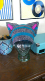 Cheshire Cat Inspired Hat, The Cheshie in Burtonesque Tabby Grey and Blue