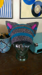 Cheshire Cat Inspired Hat, The Cheshie in Burtonesque Tabby Grey and Blue