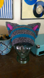 Cheshire Cat Inspired Hat, The Cheshie in Burtonesque Tabby Grey and Blue